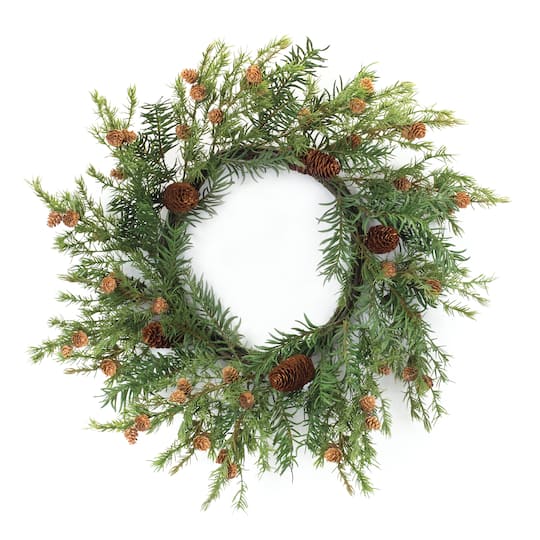 24" Pine Cone Wreath By Melrose in Green/Brown | Michaels®